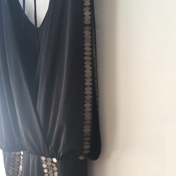 Retro Black Mini Dress with Brass Embellishments - Picture 7 of 8